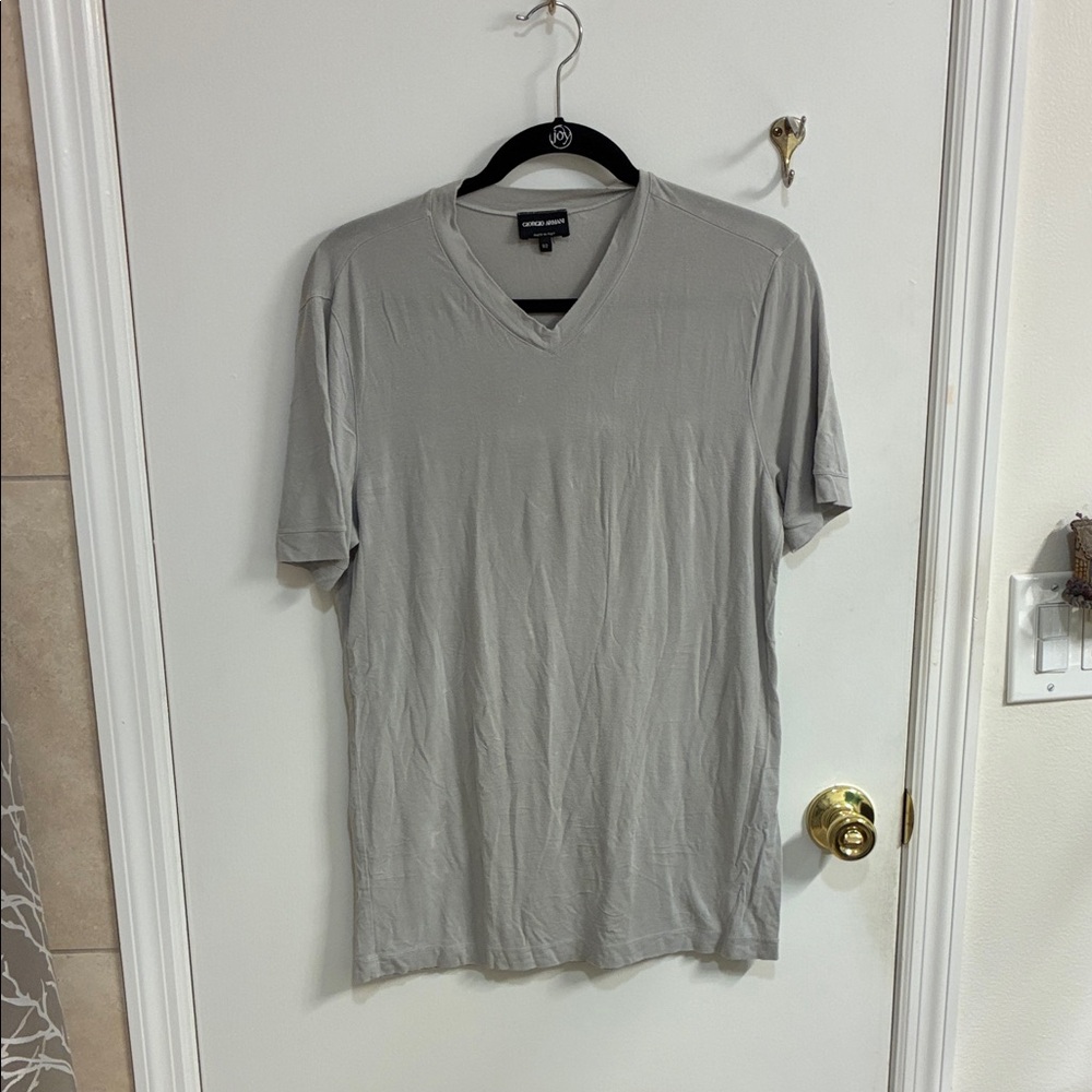 Giorgio Armani Light Gray V-Neck Men's Tshirt Sz 52 (US XL)